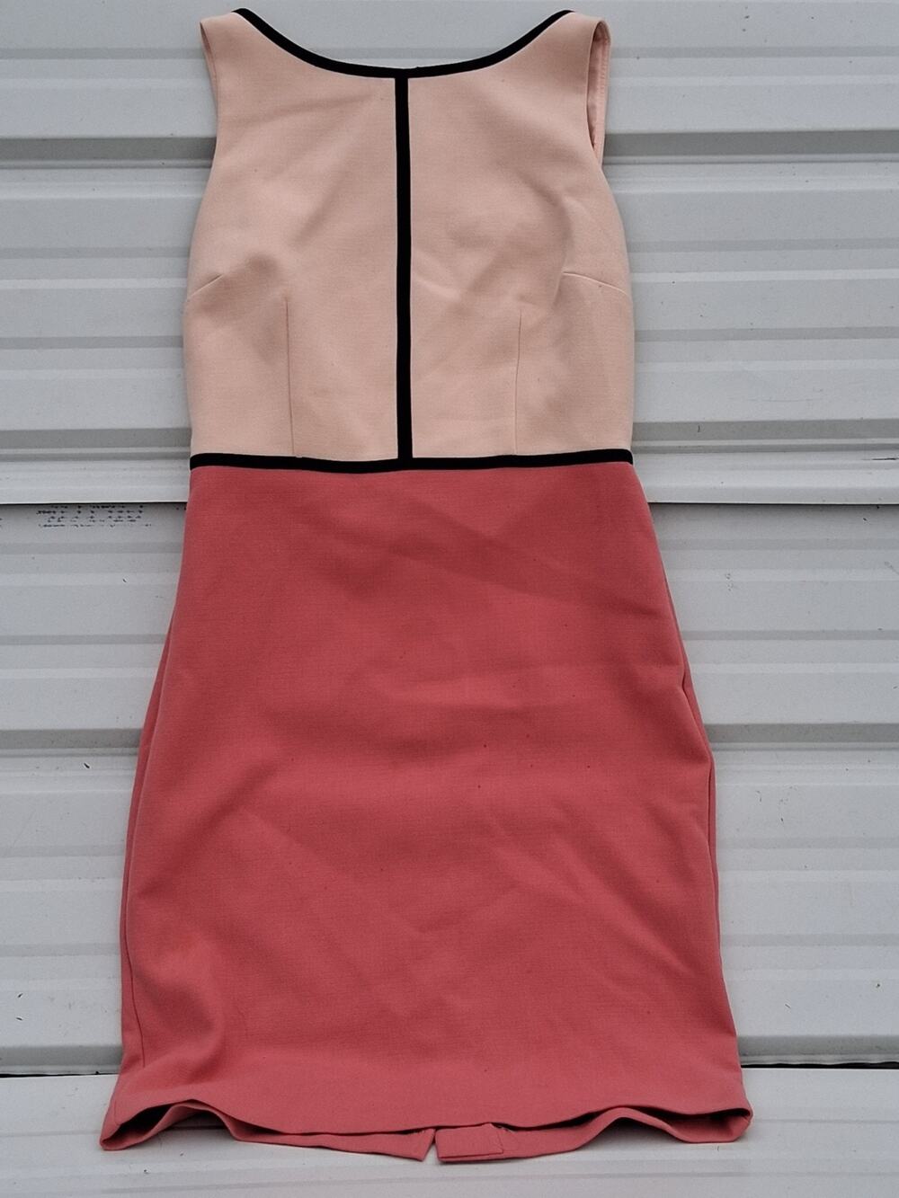 Ann Taylor LOFT Color Block Sheath Dress Pink Black Trim Size 2 Work Casual